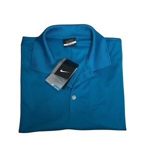 Nike Golf 373807 Dri Fit Mens Blue Short Sleeve Polo Shirt L